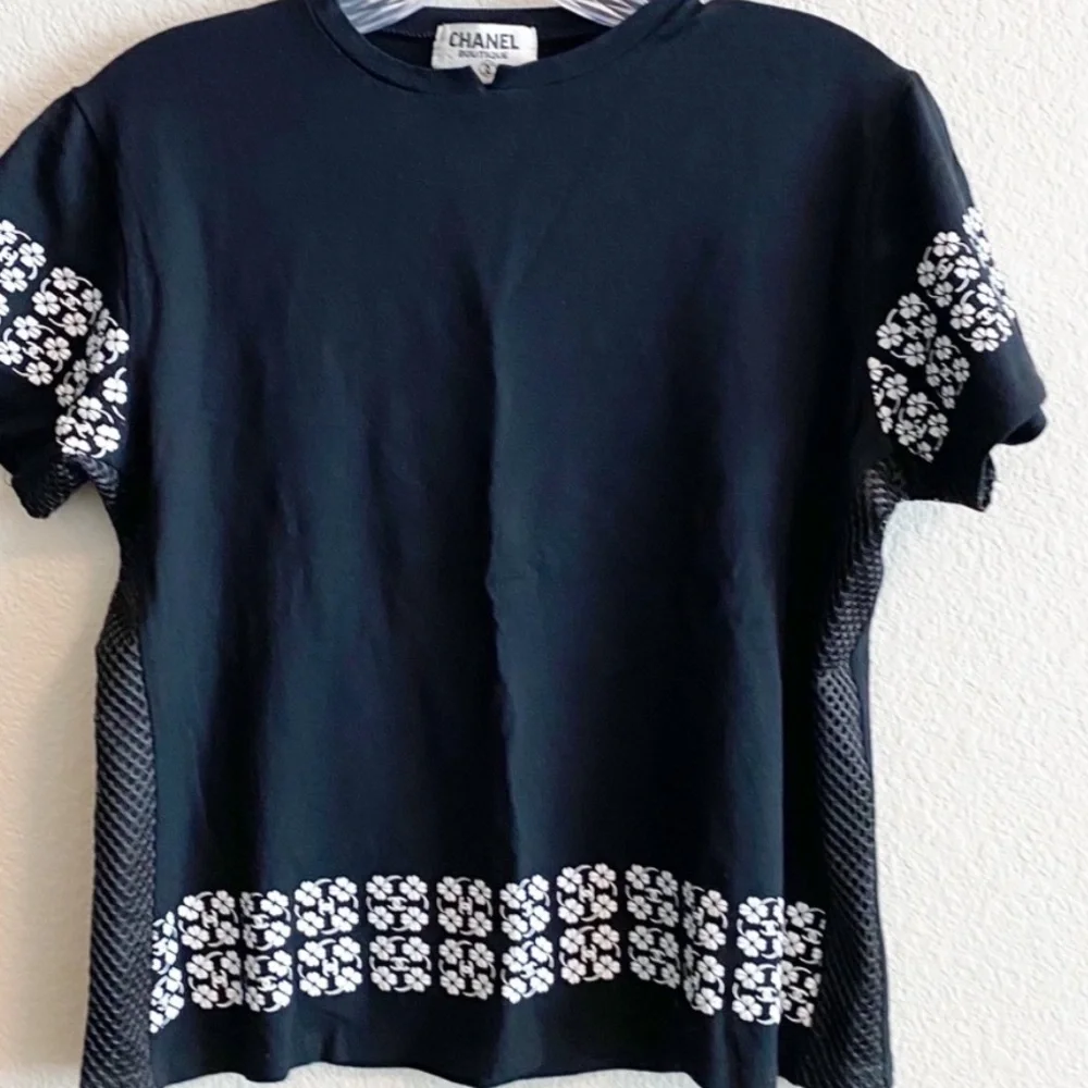 Vintage CHANEL Boutique Mesh Panel T-Shirt